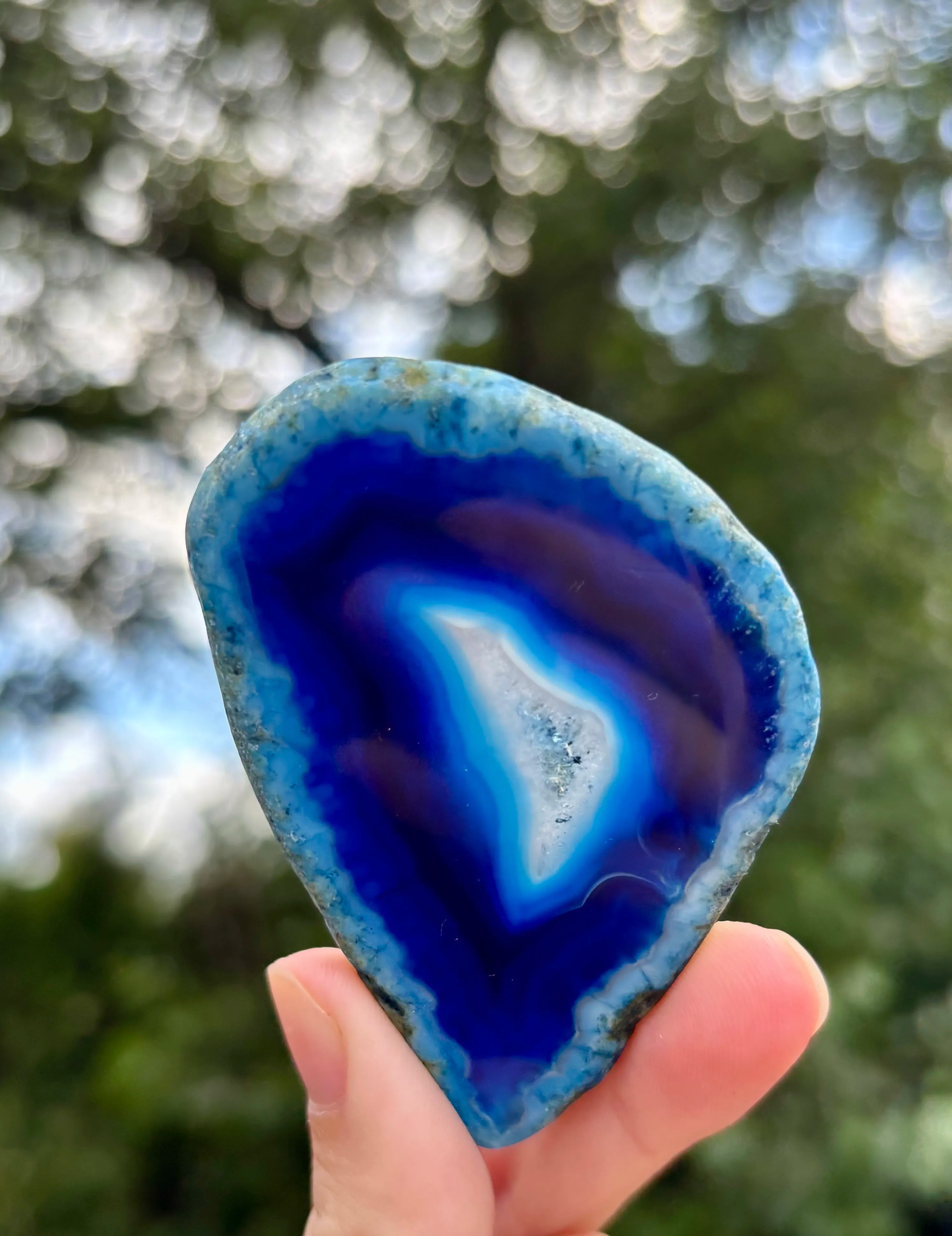 Agaat schijfje blauw