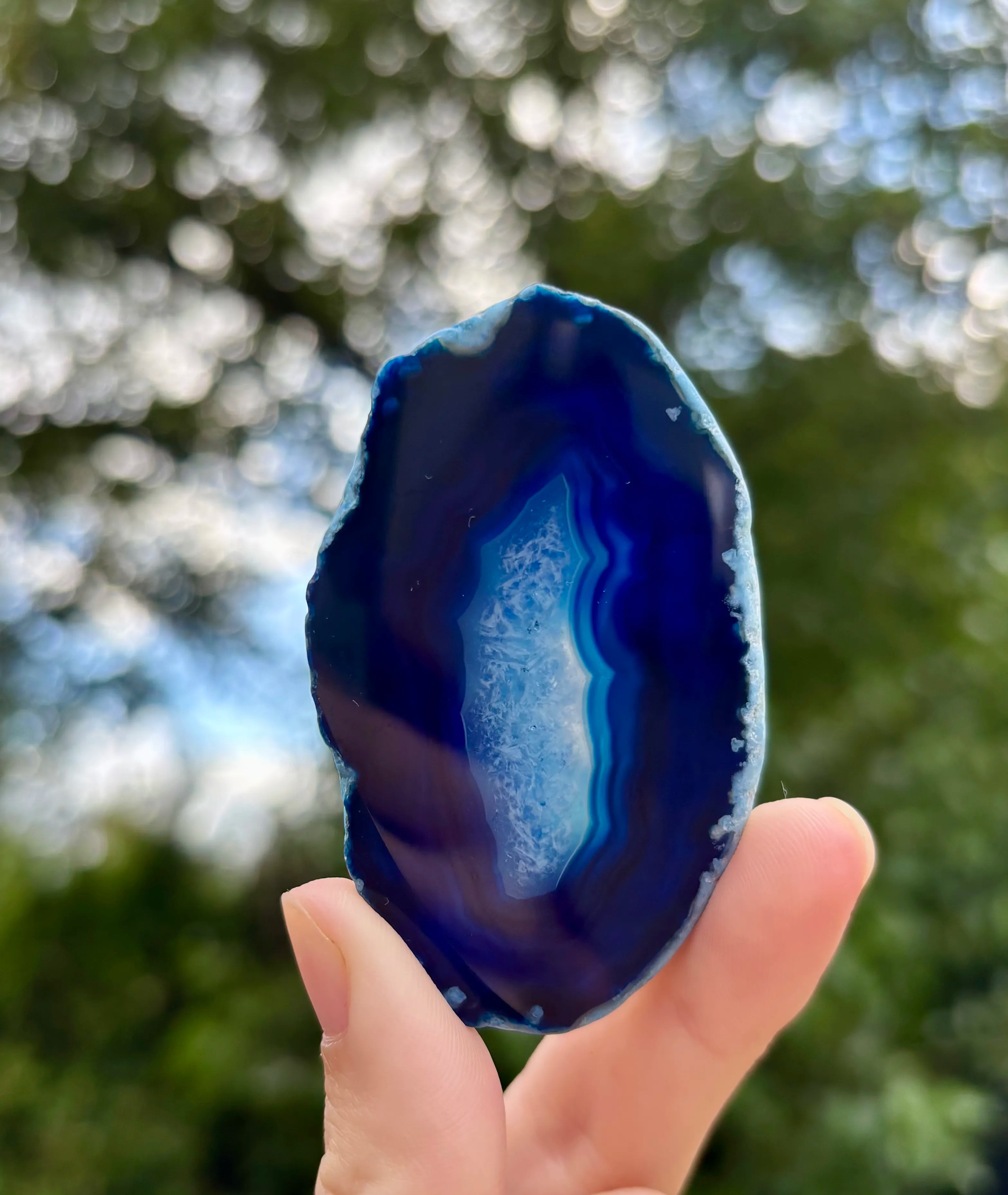 Agaat schijfje blauw