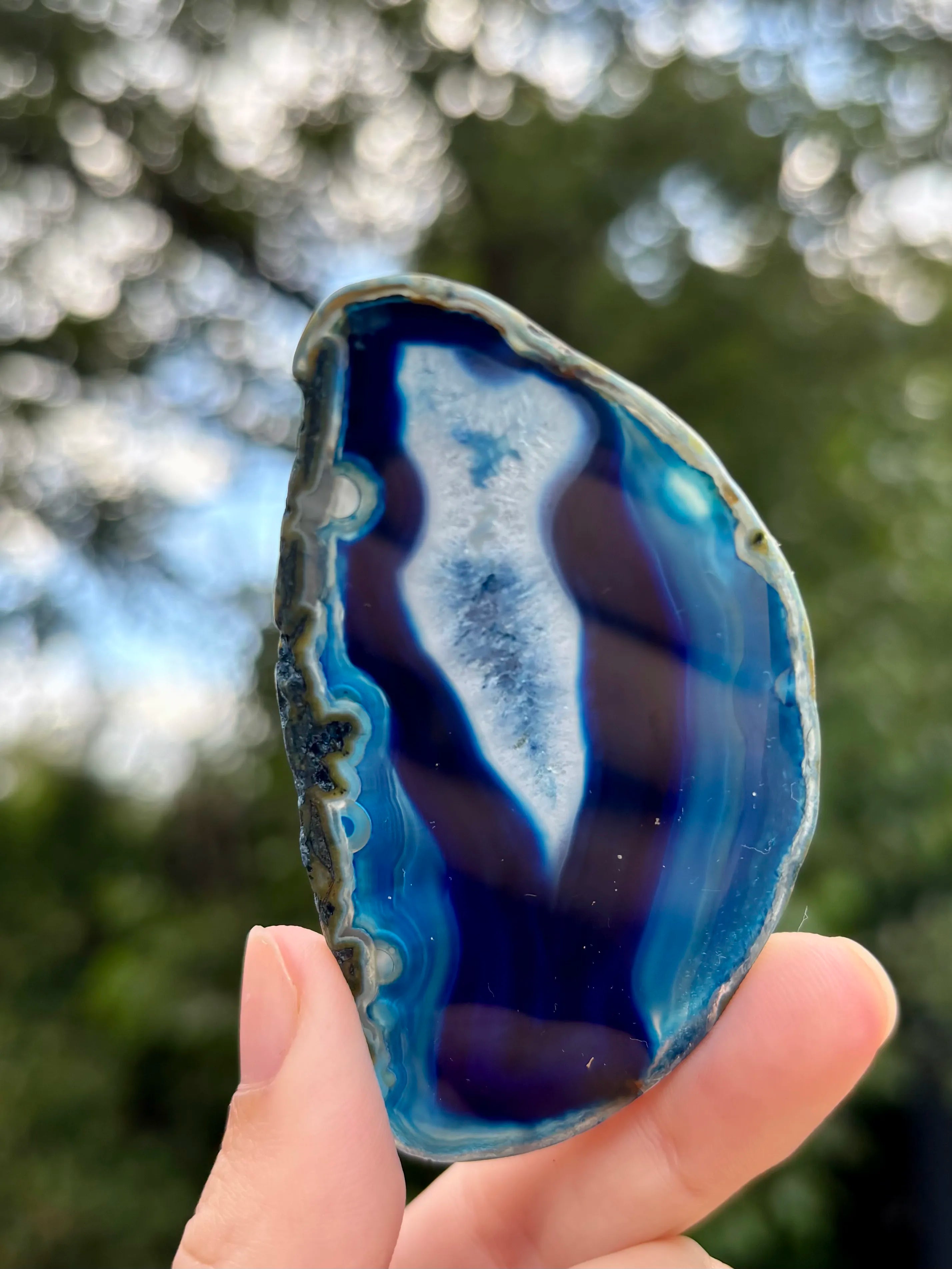 Agaat schijfje blauw