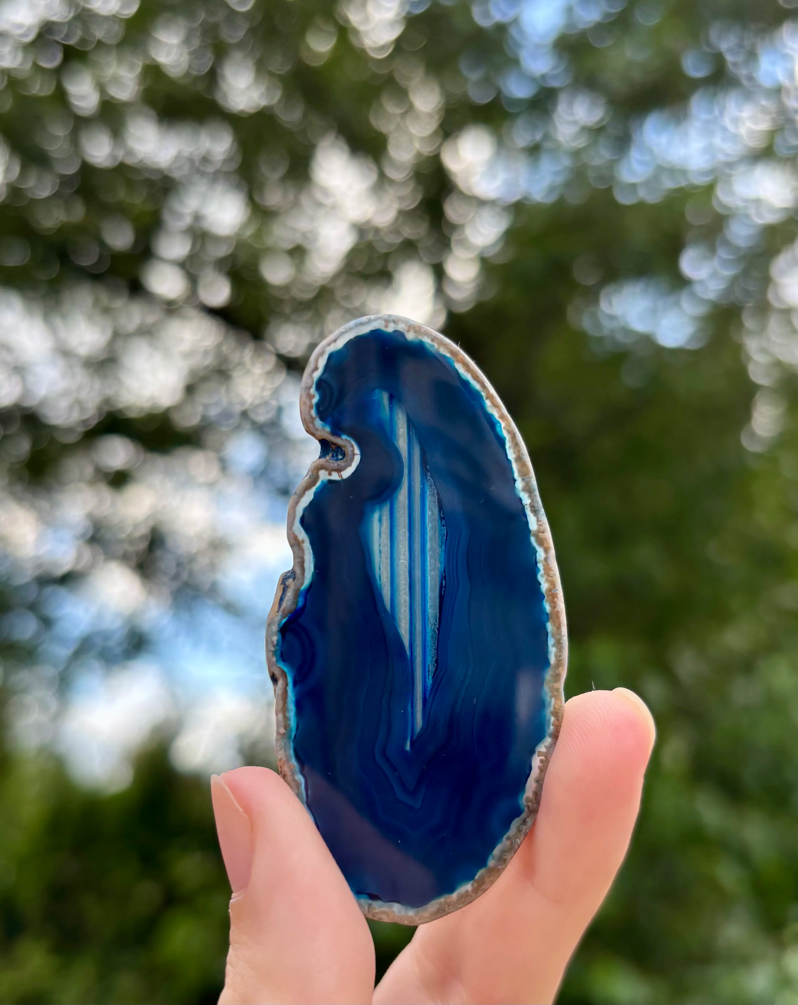 Agaat schijfje blauw