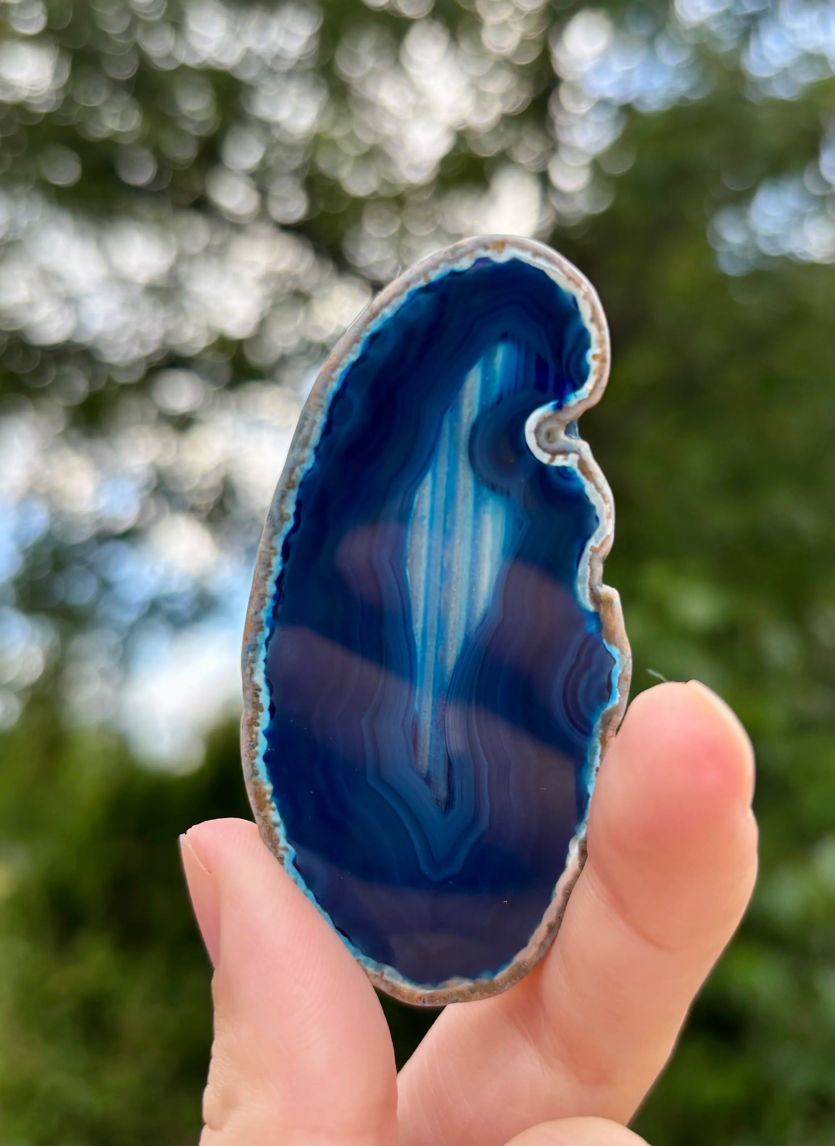 Agaat schijfje blauw