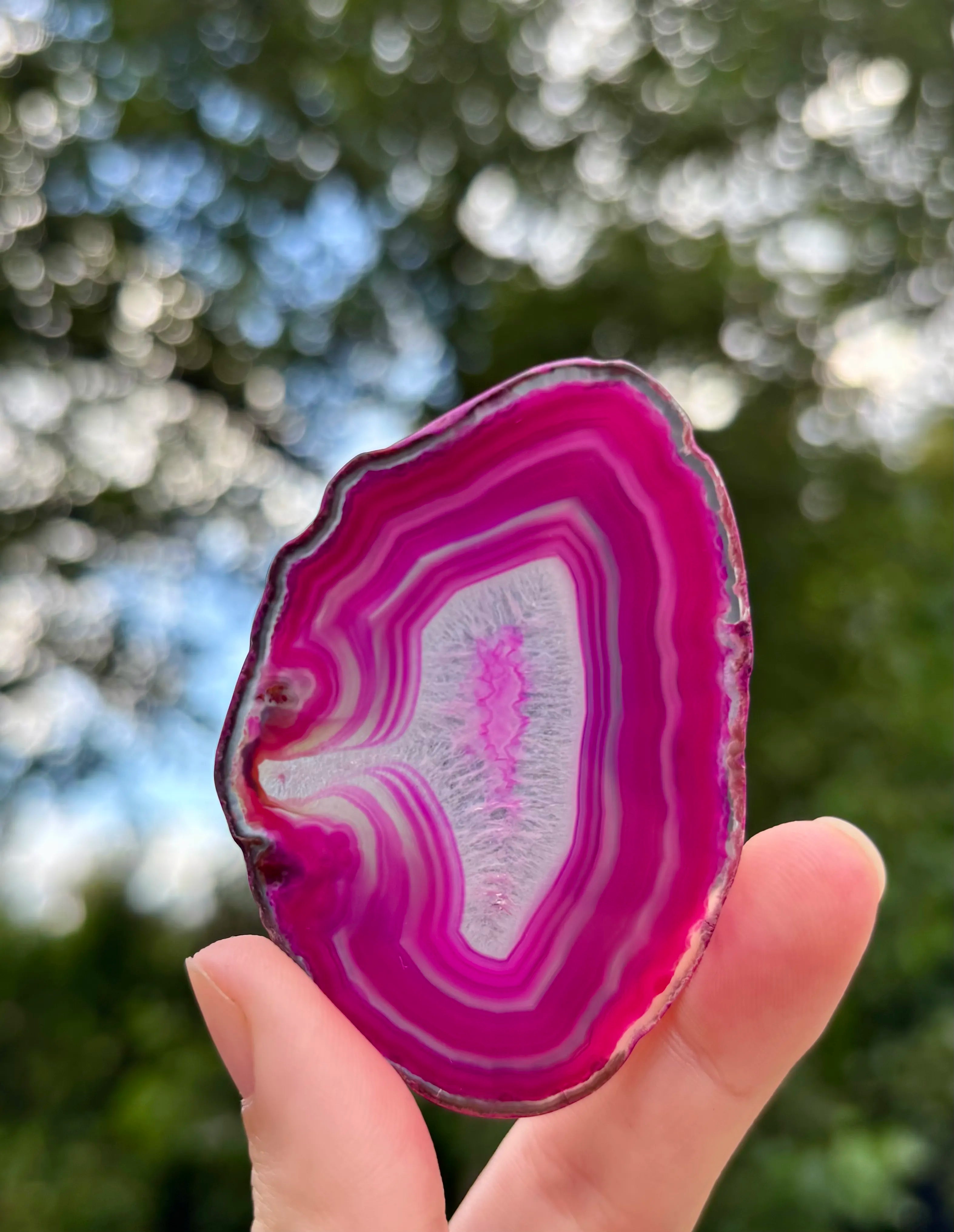 Agaat schijfje roze