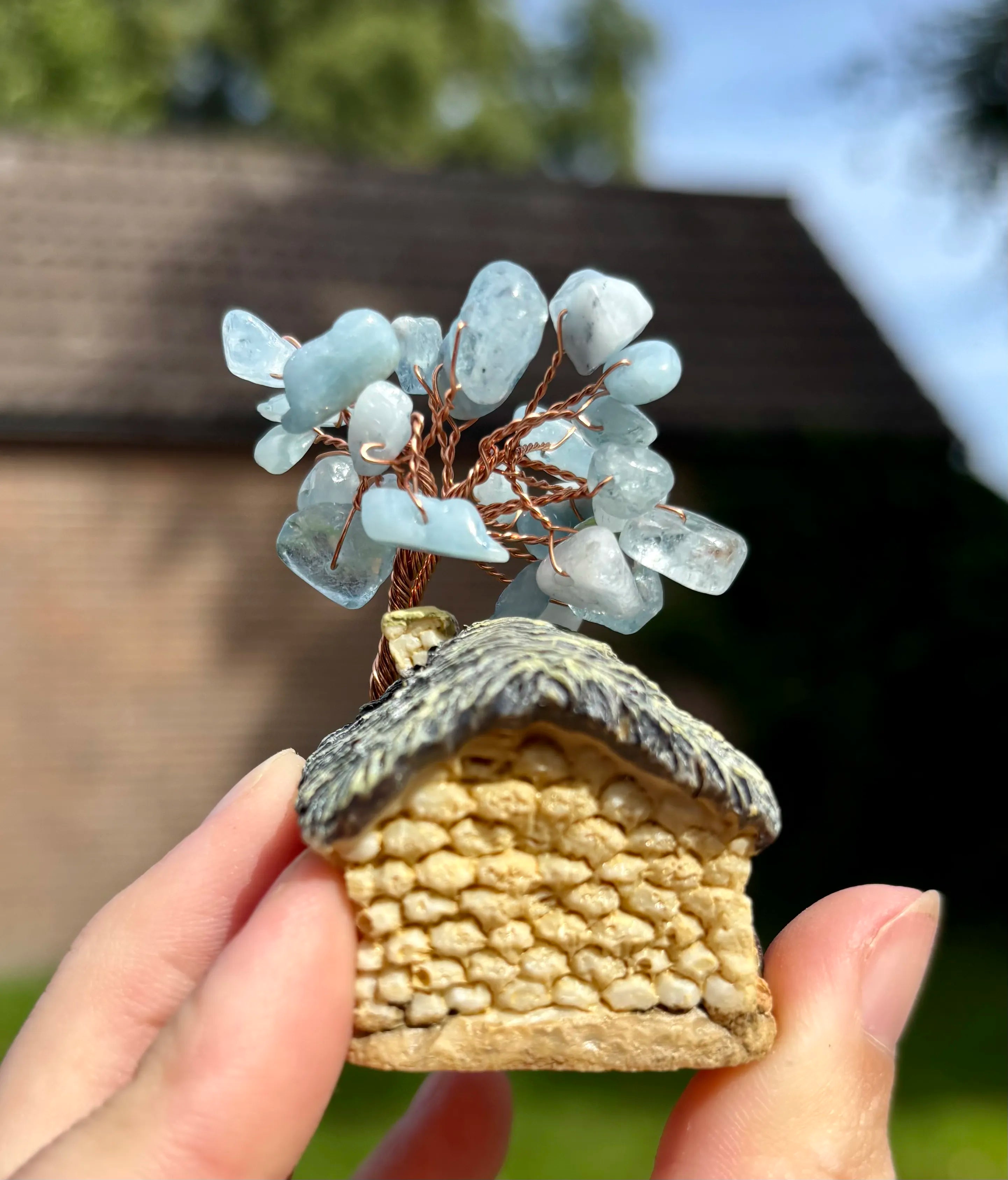 Huisje met aquamarijn boom