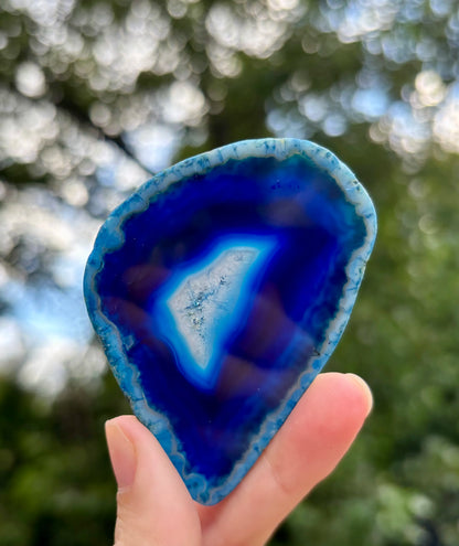 Agaat schijfje blauw