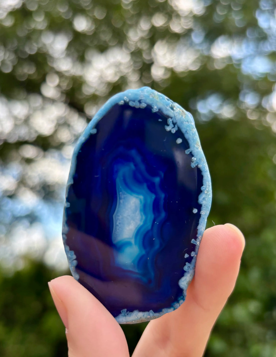 Agaat schijfje blauw