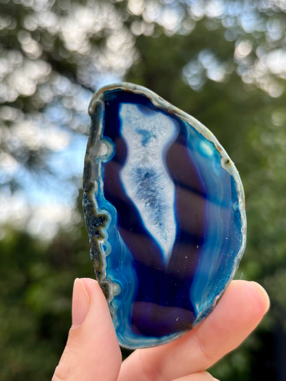 Agaat schijfje blauw