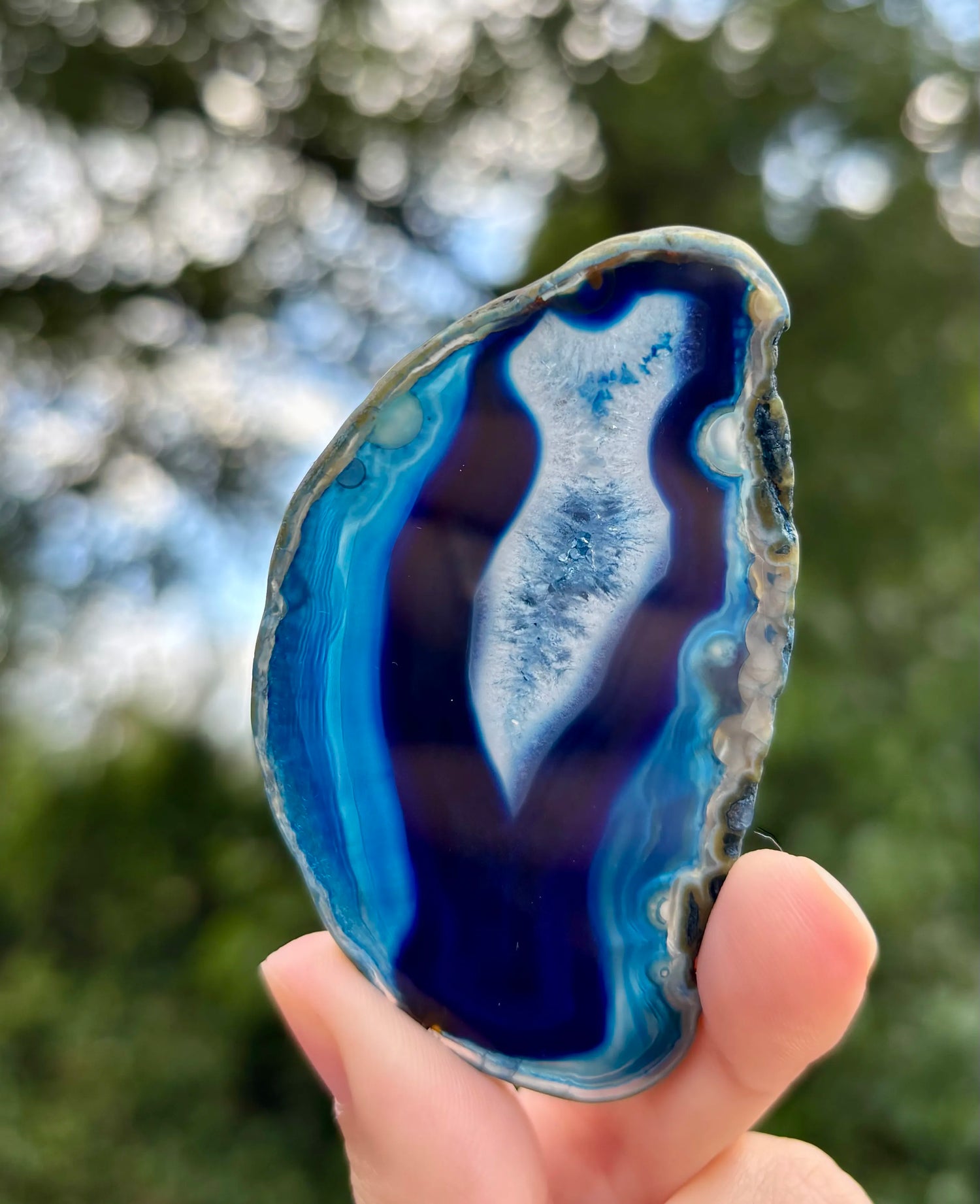 Agaat schijfje blauw