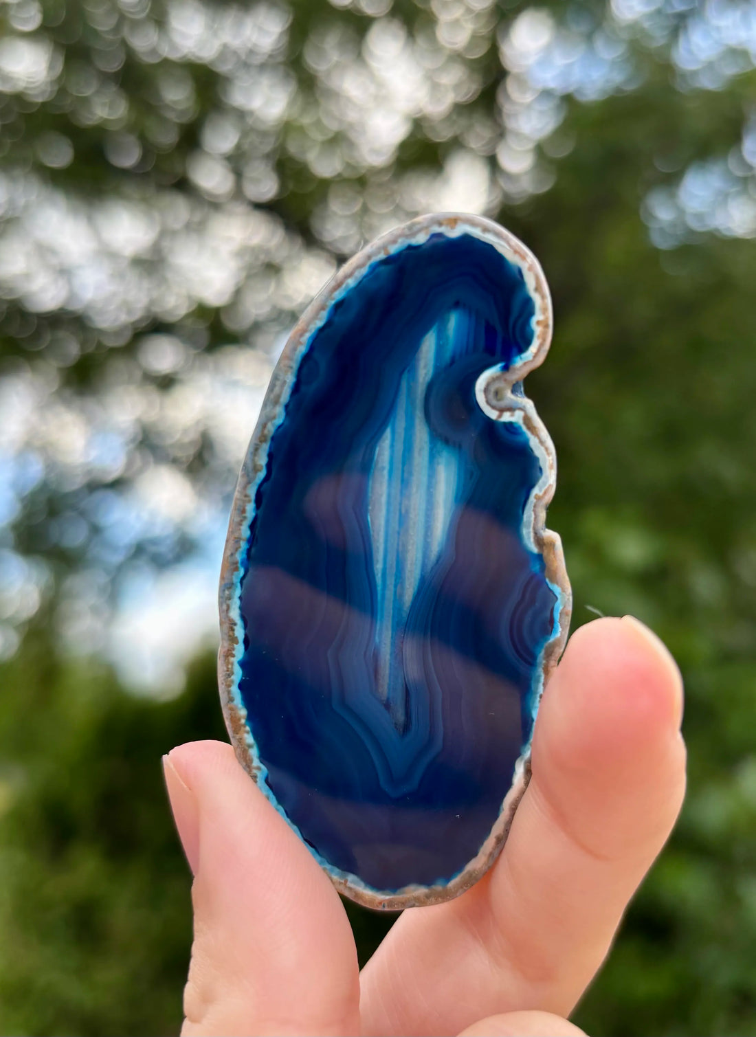 Agaat schijfje blauw