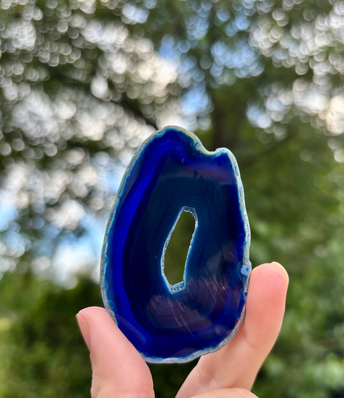 Agaat schijfje blauw