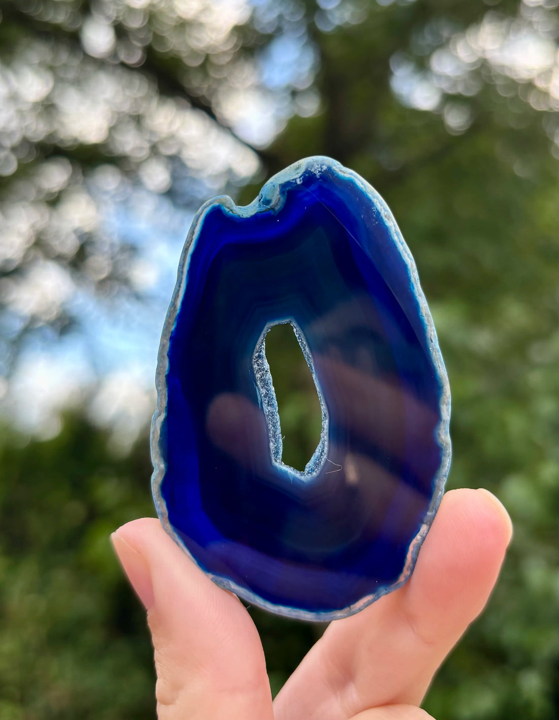 Agaat schijfje blauw