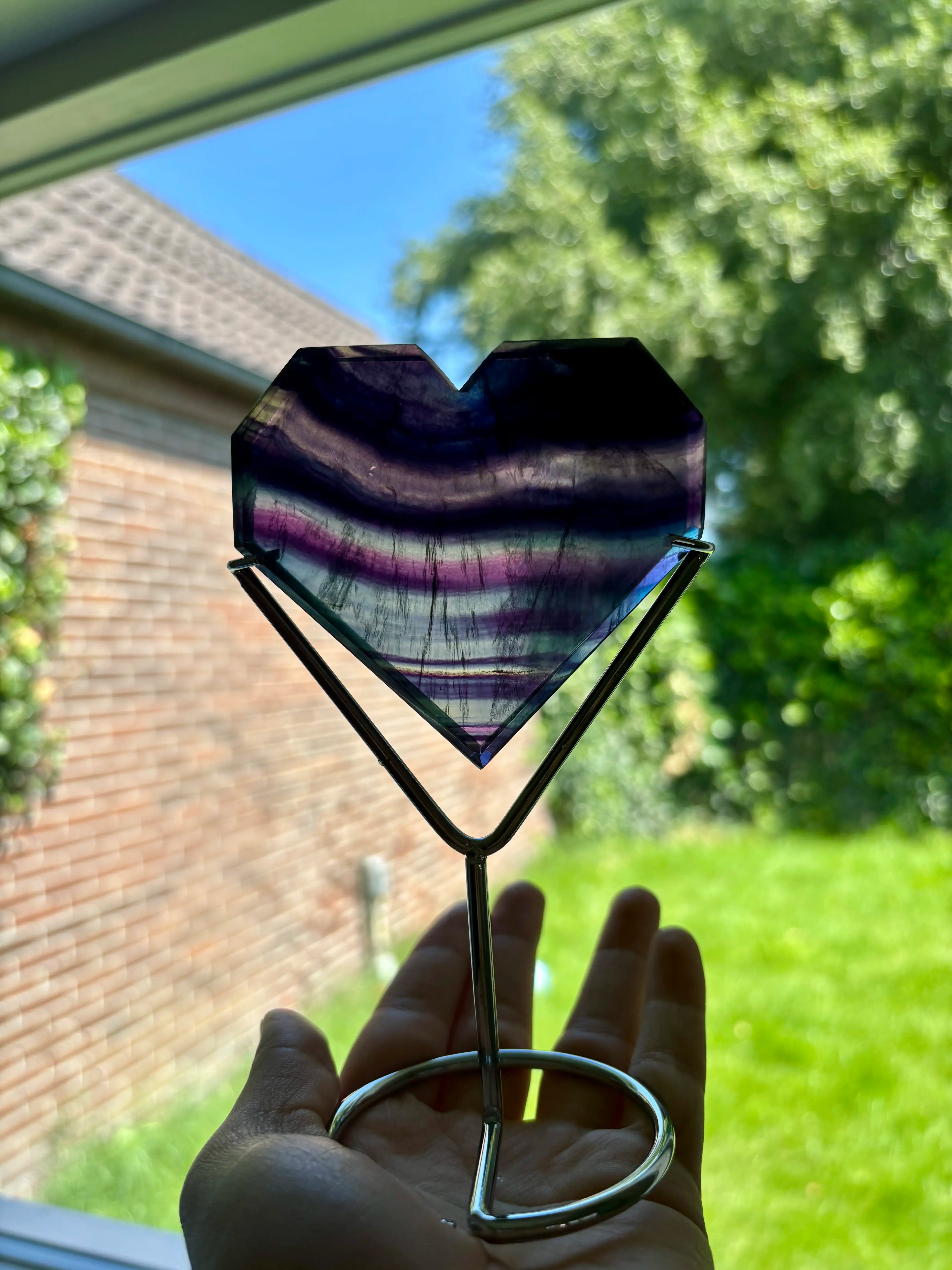 Regenboog Fluoriet Hart op Standaard