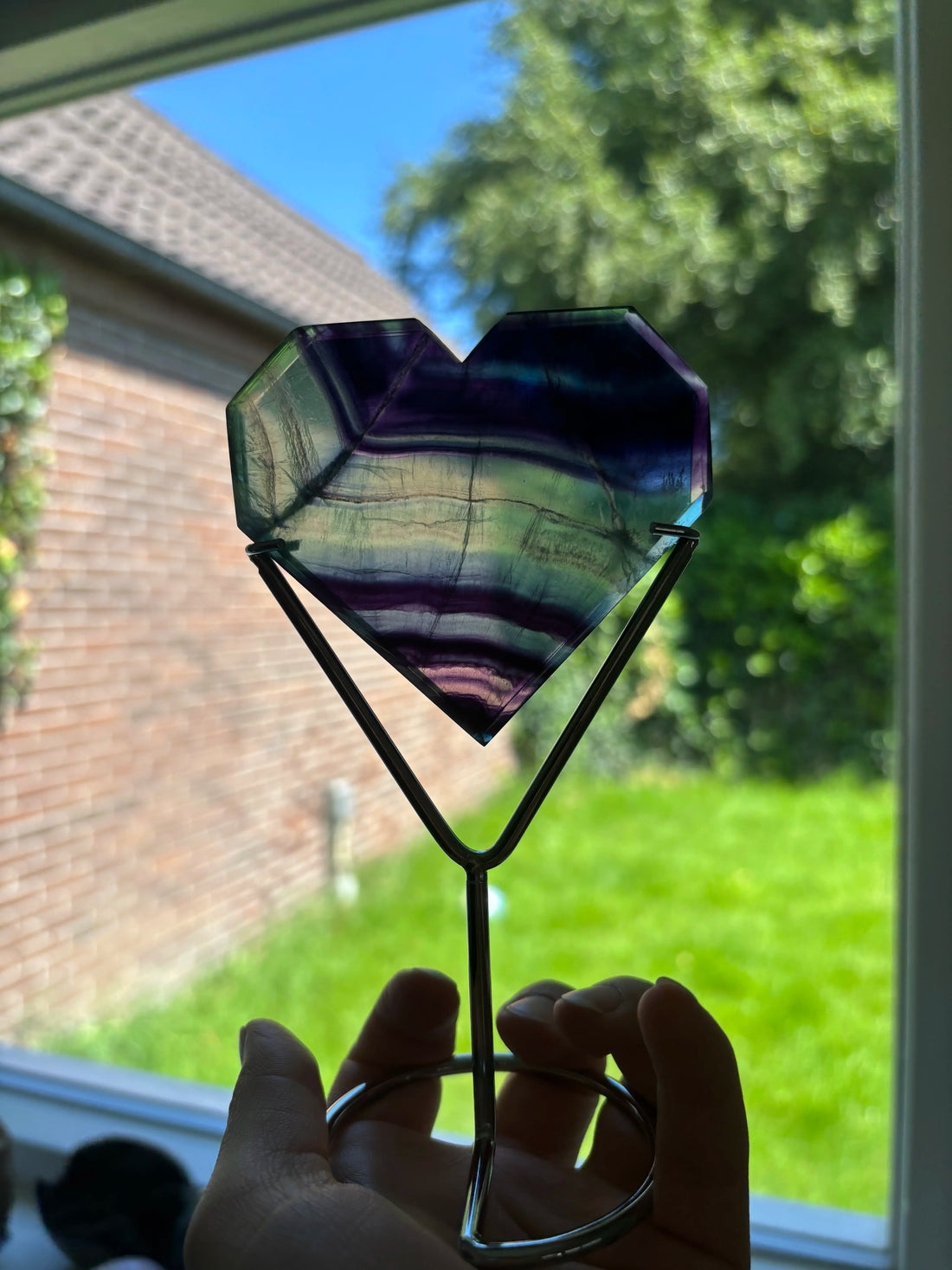 Regenboog Fluoriet Hart op Standaard